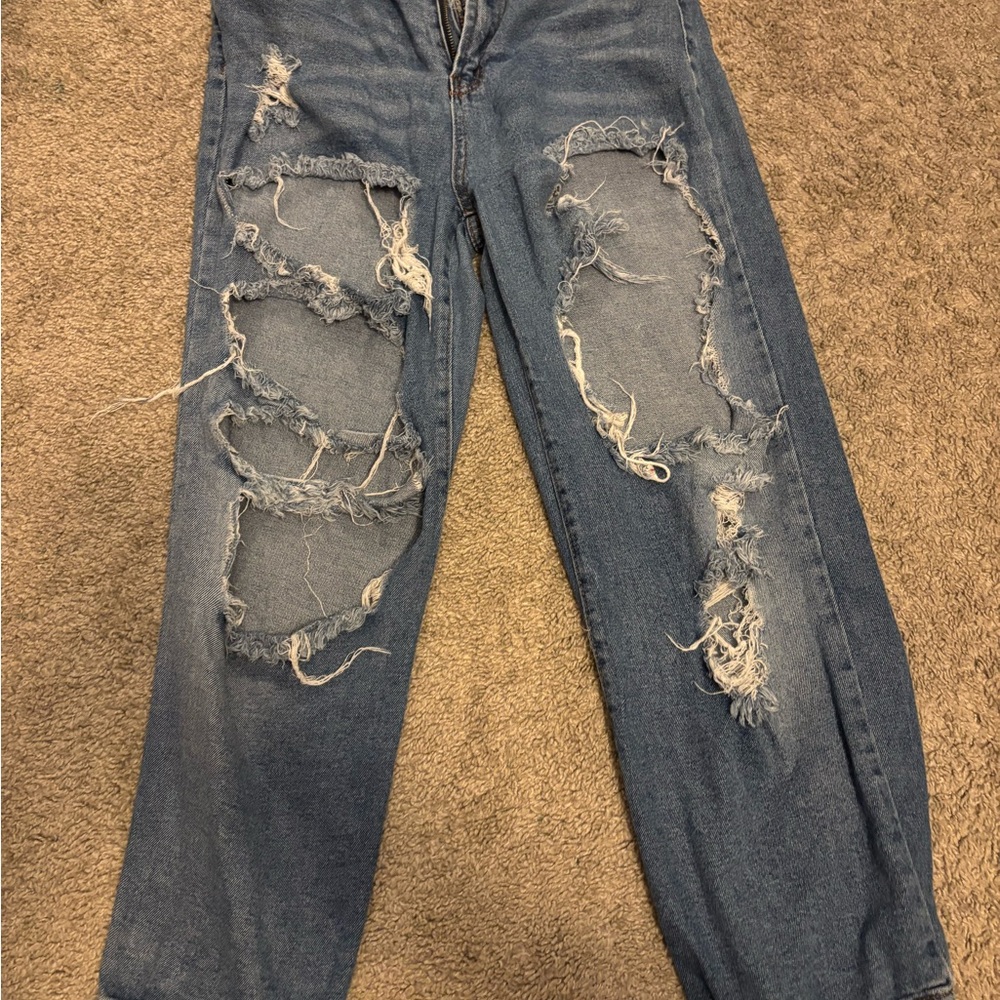 Distressed Blue Jeans